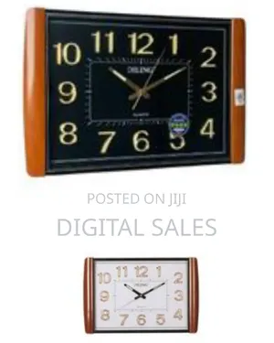 Rectangular Quartz Wall Clock With Wood Grain Accents - Multicolor