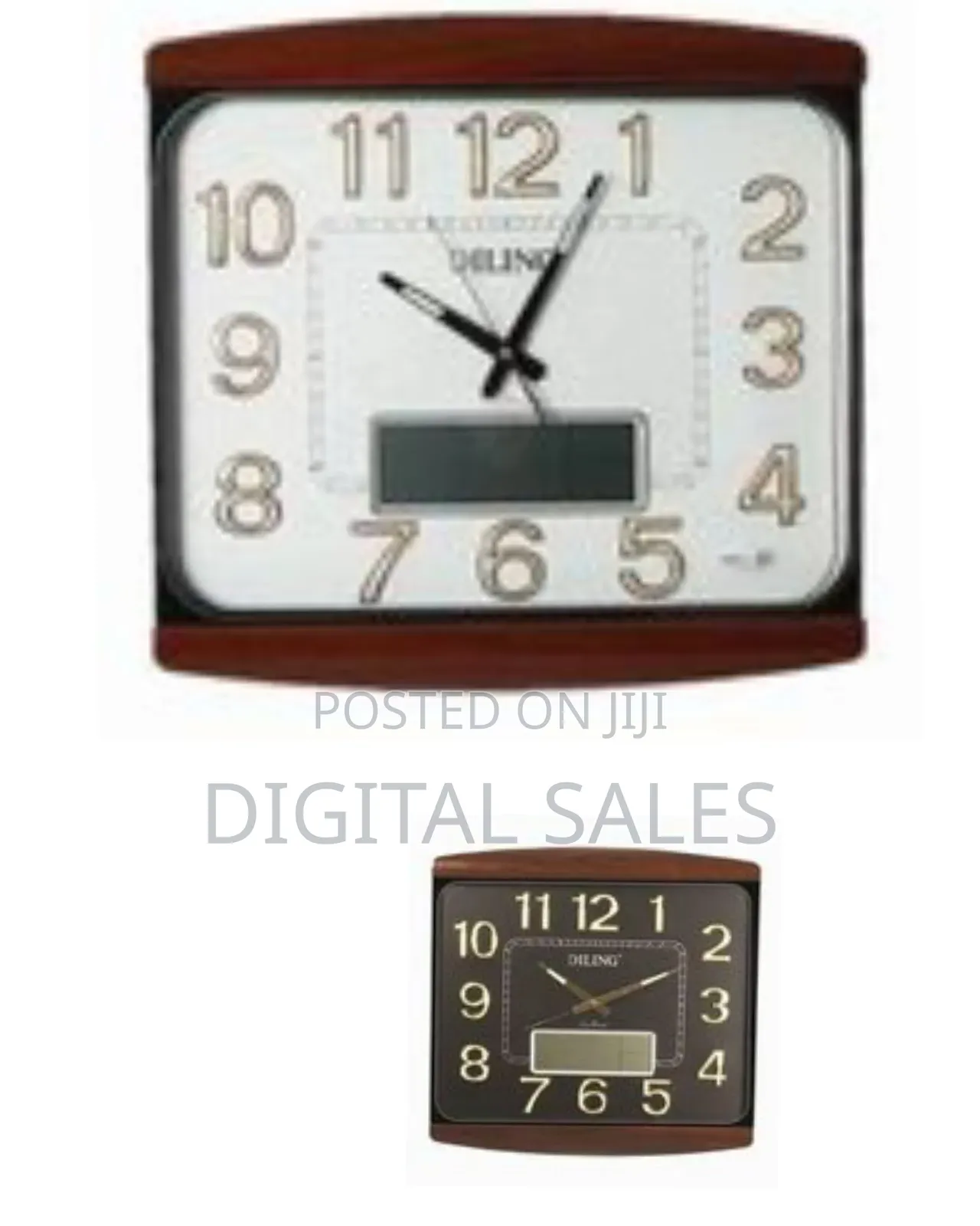Classic Dual-Display Wall Clock With Wooden Frame