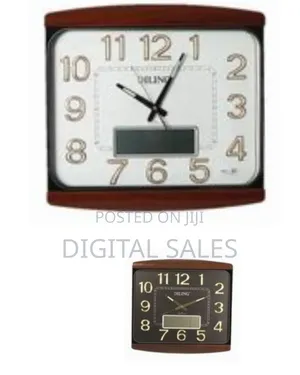 Classic Dual-Display Wall Clock With Wooden Frame