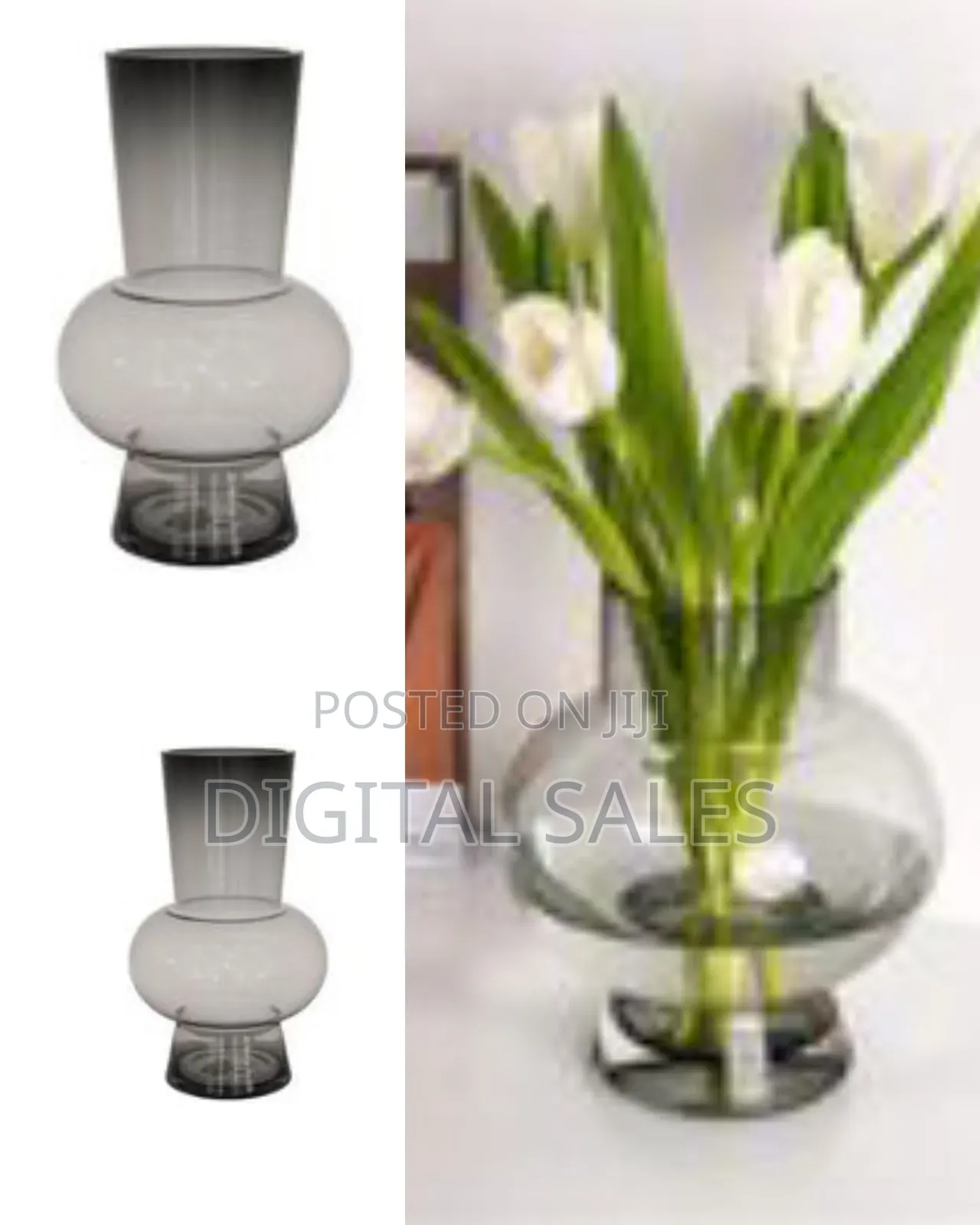 Modern Gradient Grey Decorative Glass Vase - Multicolor