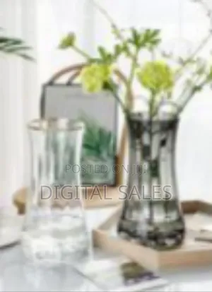 Elegant Smoky Gray Glass Vase With Gold Rim