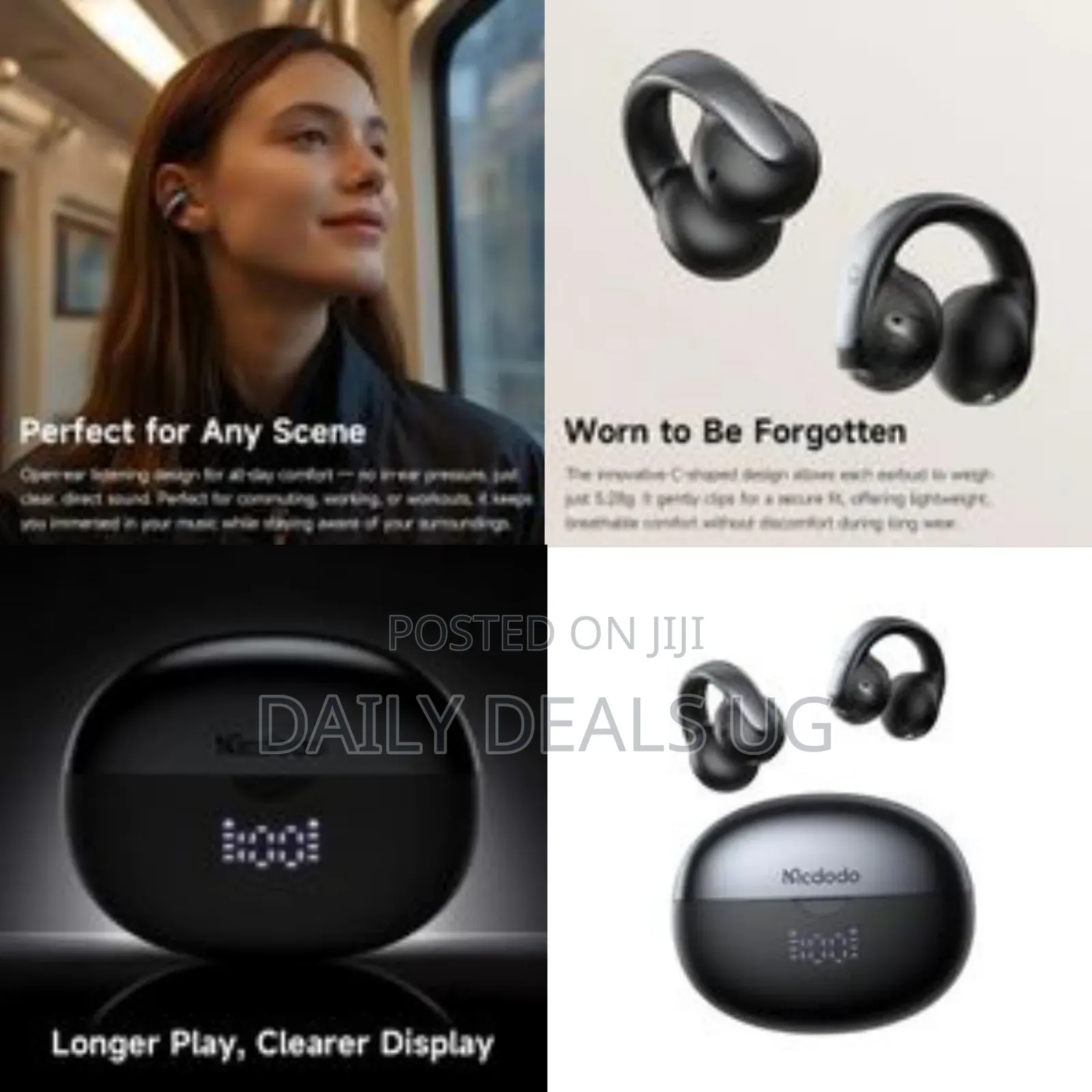 McDodo Air O3 Clip-on Open-Ear Earbuds With Led Display - Multicolor