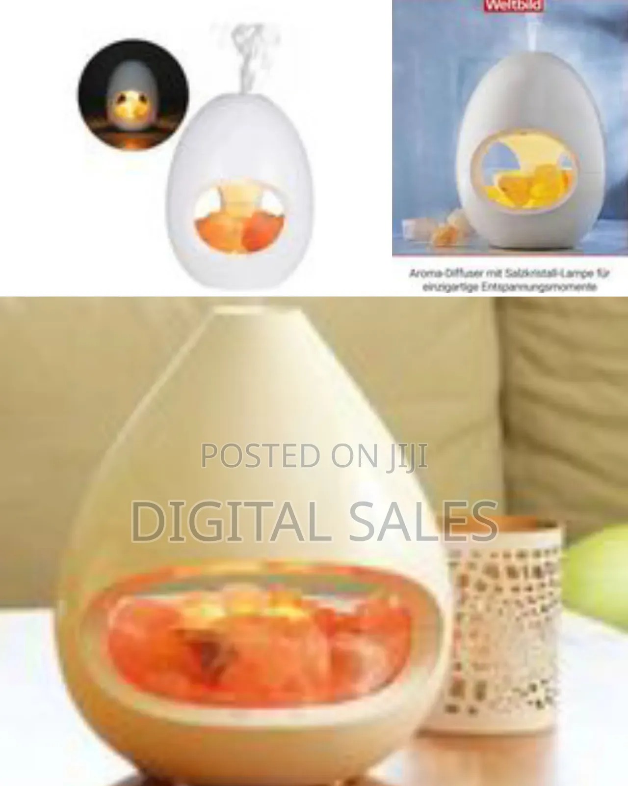 Egg-Shaped Humidifier Aroma Diffuser With Himalayan Salt Lamp