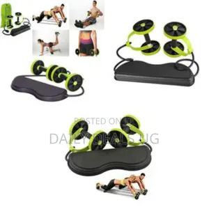 Revoflex Portable Ab Roller With Dual Wheels Knee Pad - Multicolor