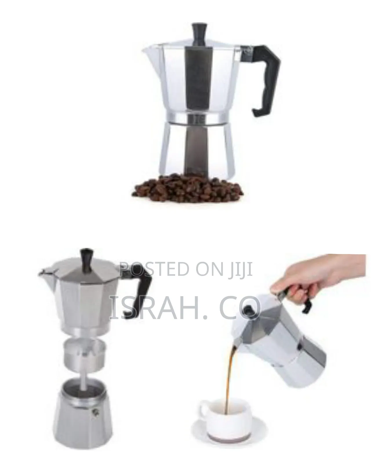 Faceted Aluminum Moka Pot / Stovetop Espresso Maker