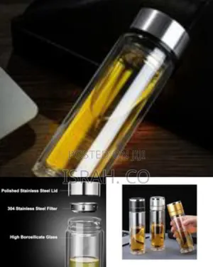Premium Double Wall Glass Tea Infuser Bottle / Portable Tumbler