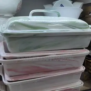 Marble Finish Rectangular Ceramic Casserole Dish With Lid