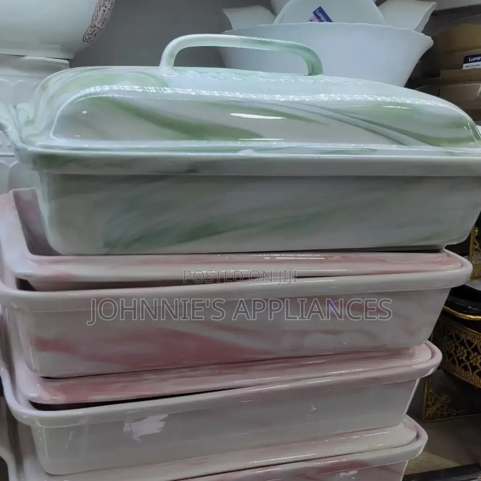 Marble Finish Rectangular Ceramic Casserole Dish With Lid