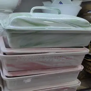 Marble Finish Rectangular Ceramic Casserole Dish With Lid
