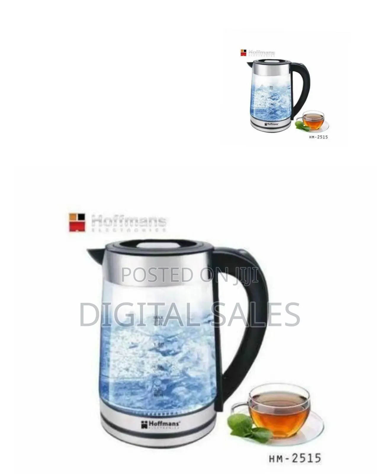 Hoffmans Glass Led Electric Kettle/ Percolator