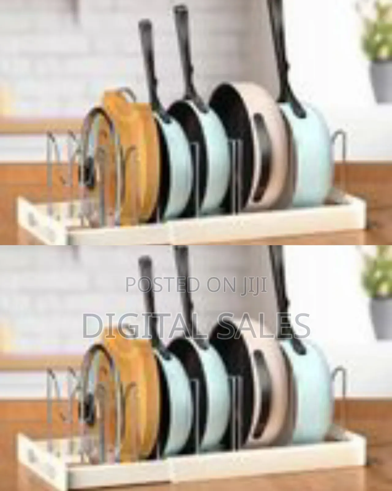 Adjustable Pot, Pan, and Lid Organizer Rack