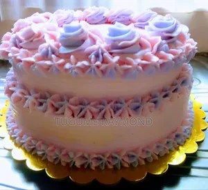 Pink and Purple Buttercream Vanilla Chocolate Double Layered Cake