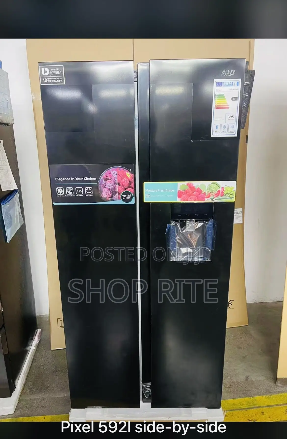 Pixel 529 Liters Side by Side Black Refrigerator