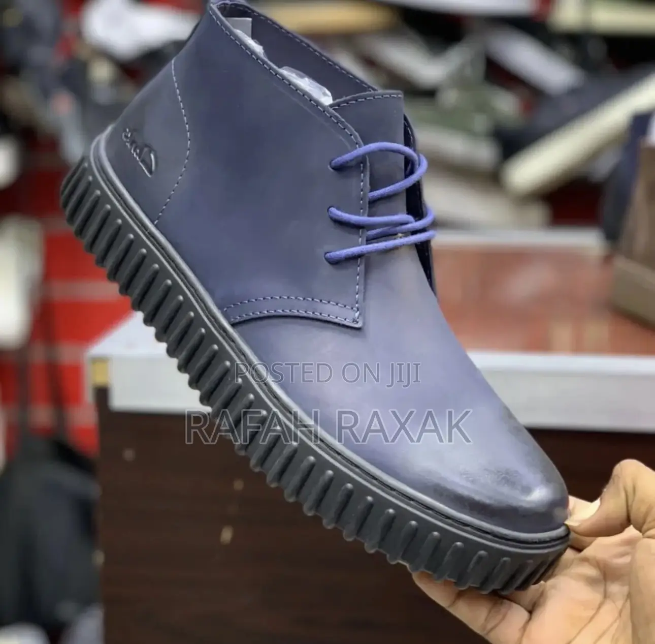 Original Men’S Blue Clarks Casual Chukka Leather Boots