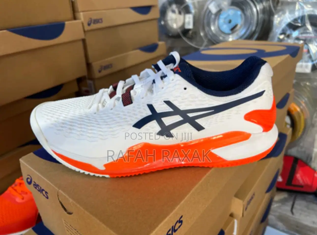 Asics Gel Resolution 9 White/Orange Tennis Sneakers