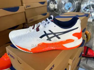 Asics Gel Resolution 9 White/Orange Tennis Sneakers