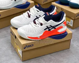 Asics Gel Resolution 9 White/Orange Tennis Sneakers