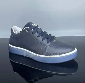 Men’S Classic Blue Ecco Casual Leather Sneakers
