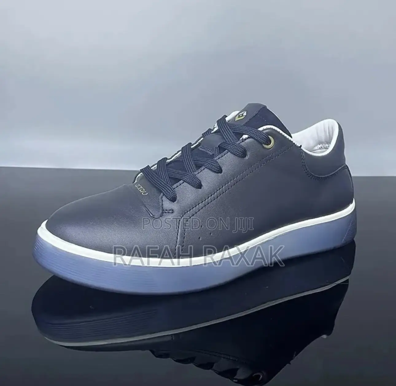 Men’S Classic Blue Ecco Casual Leather Sneakers