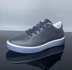 Men’S Classic Blue Ecco Casual Leather Sneakers