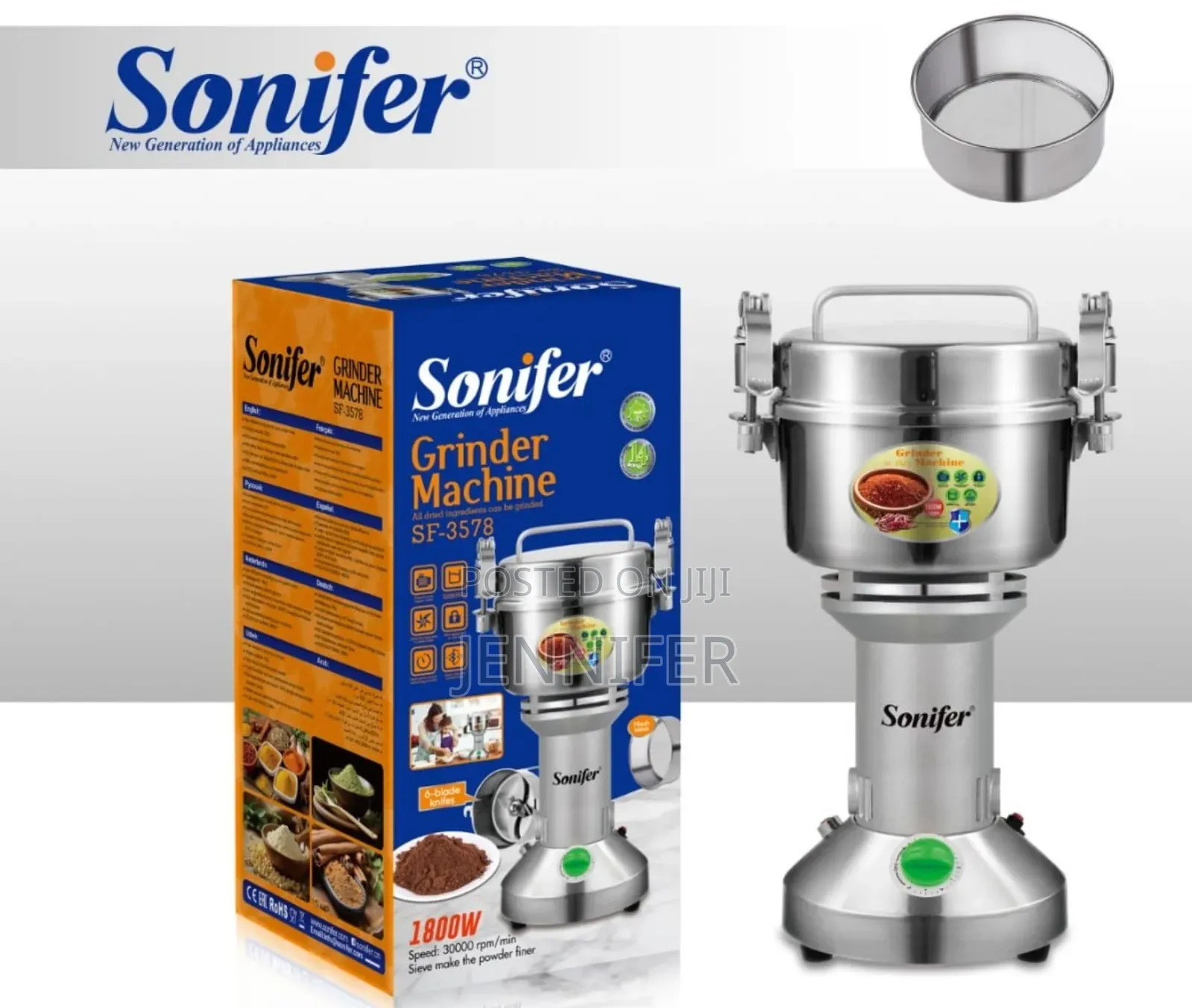 Sonifer Sf-3578 Stainless Steel Spice Grinder