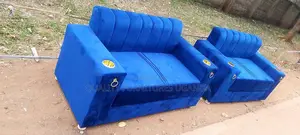 Blue Cupholder 4 Sitter Sofa Set