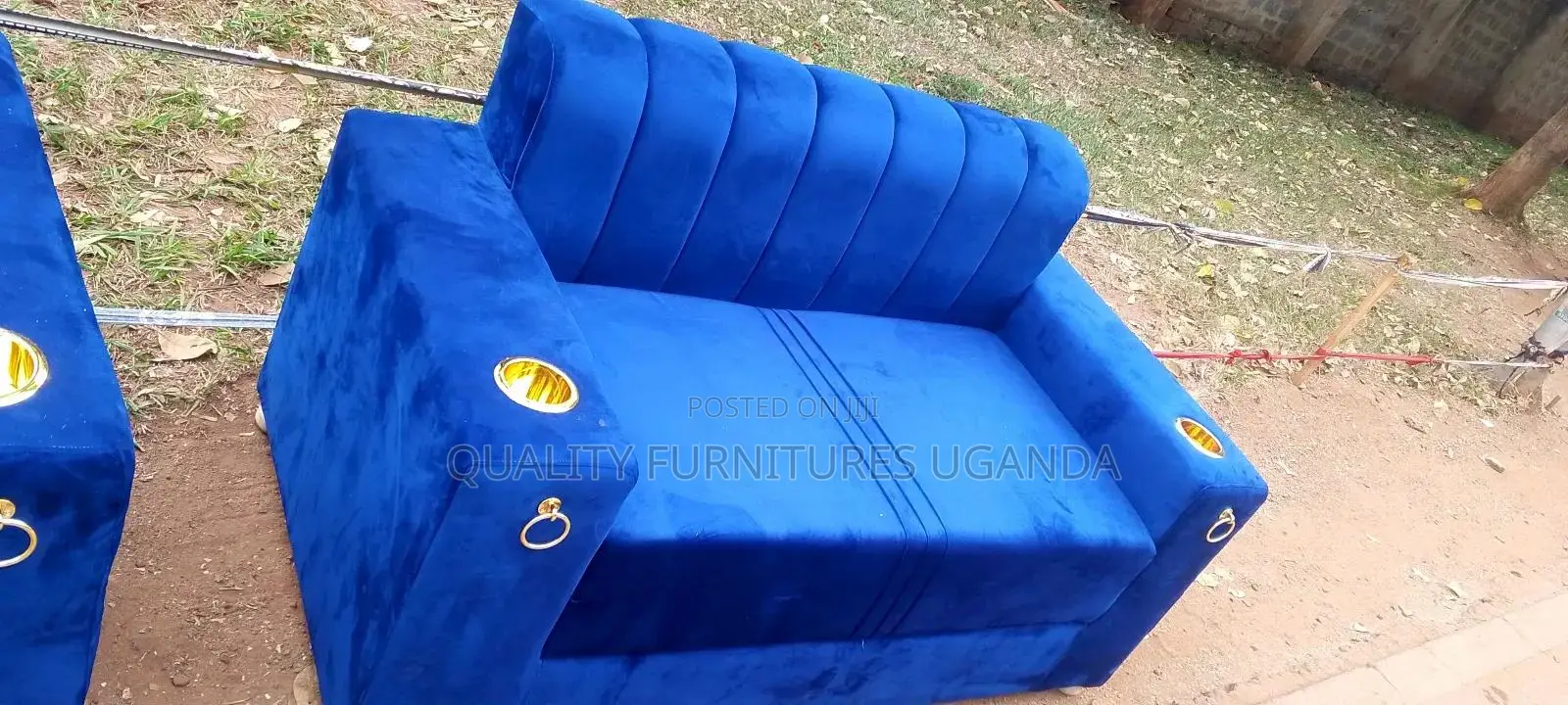 Customized Blue 2 Seater Sofa Seat