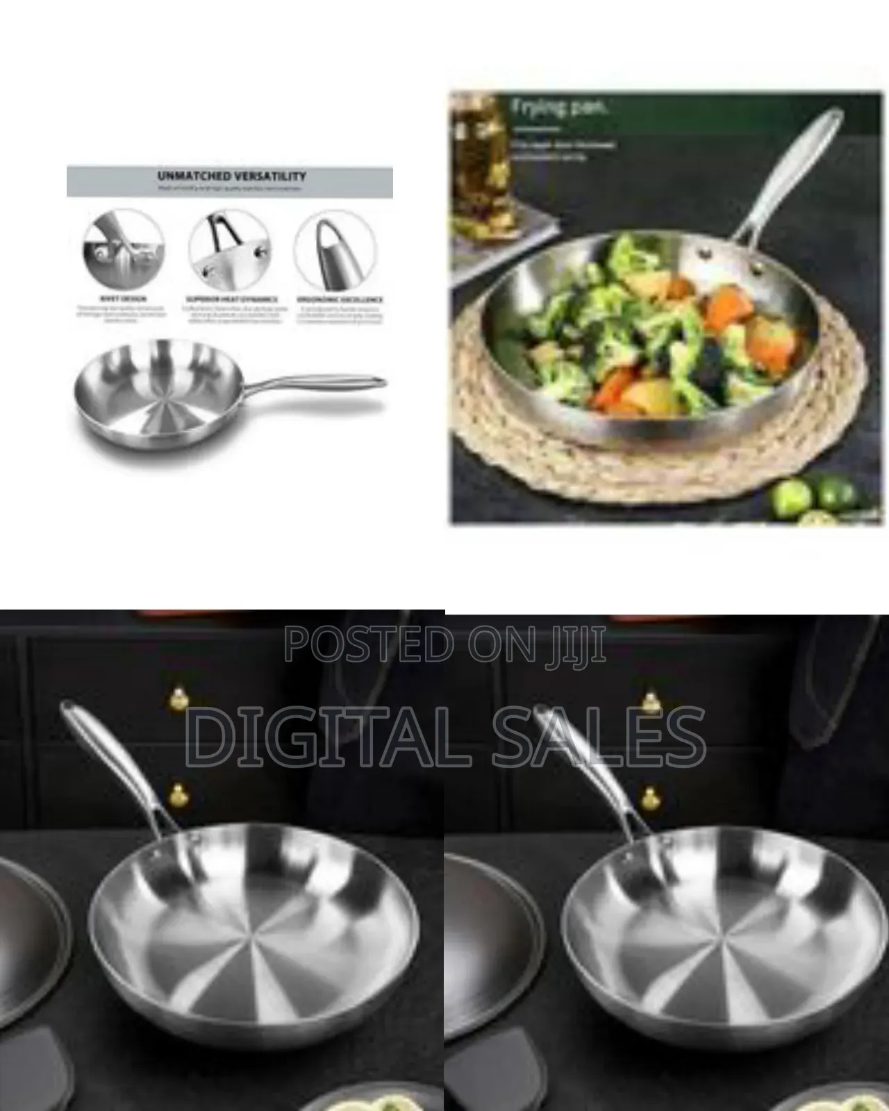 Stainless Steel Frying Pan - Silver