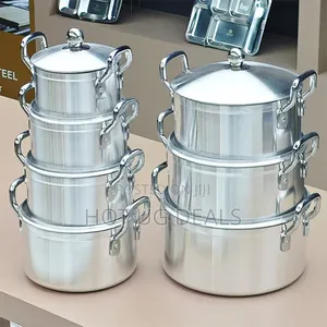7 Pcs Aluminum Alloy Saucepan Set With Covers-silver