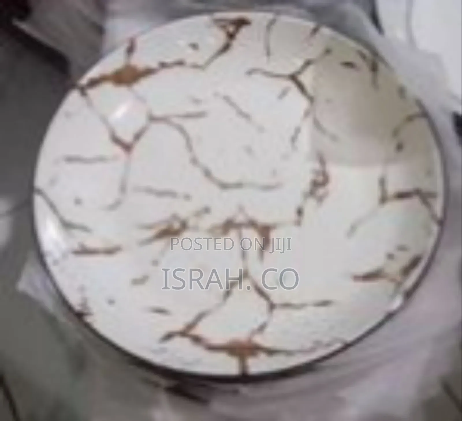 6 Piece Set of Ceramic Dinner Plates With Marble Effect