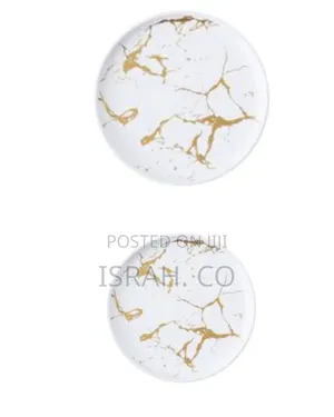 6 Piece Set of Ceramic Dinner Plates With Marble Effect