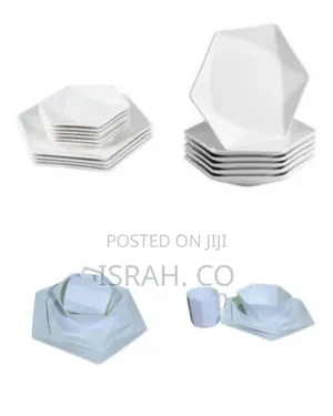24 Piece Set of Elegant Hexagonal Ceramic Dinnerware