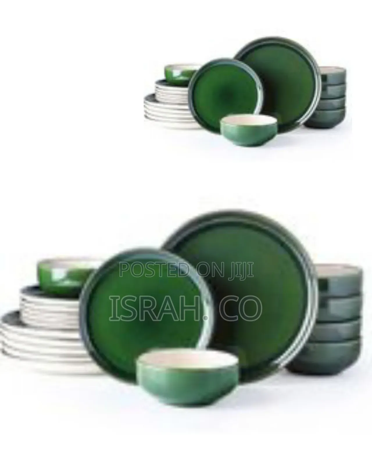 18-Piece Elegant Ceramic Dinnerware Set in Forest Green