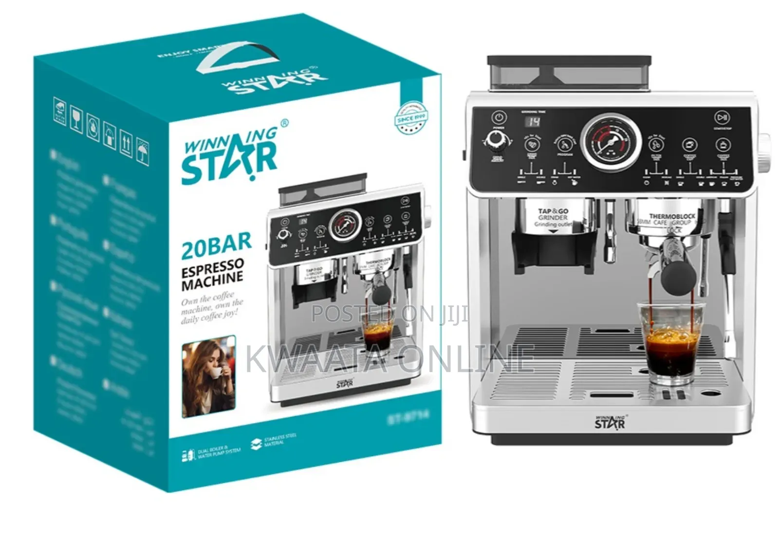 20 Bar Winning Star St-9714 Coffee Maker Machine Espresso With Grinder