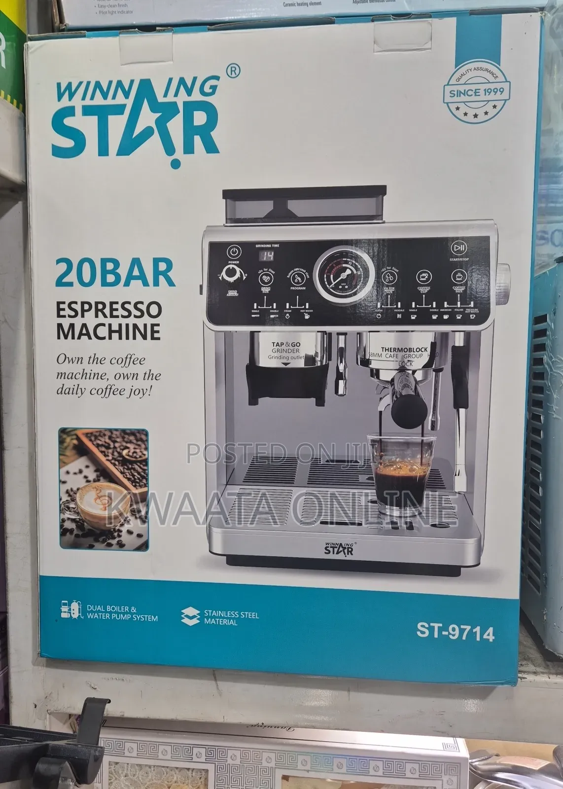 20 Bar Winning Star St-9714 Coffee Maker Machine Espresso With Grinder