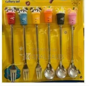 6-Piece Set of Whimsical Dessert Spoons and Forks With Cute Handles