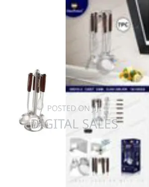 Stainless Steel Kitchen Utensil Set With Rotating Stand