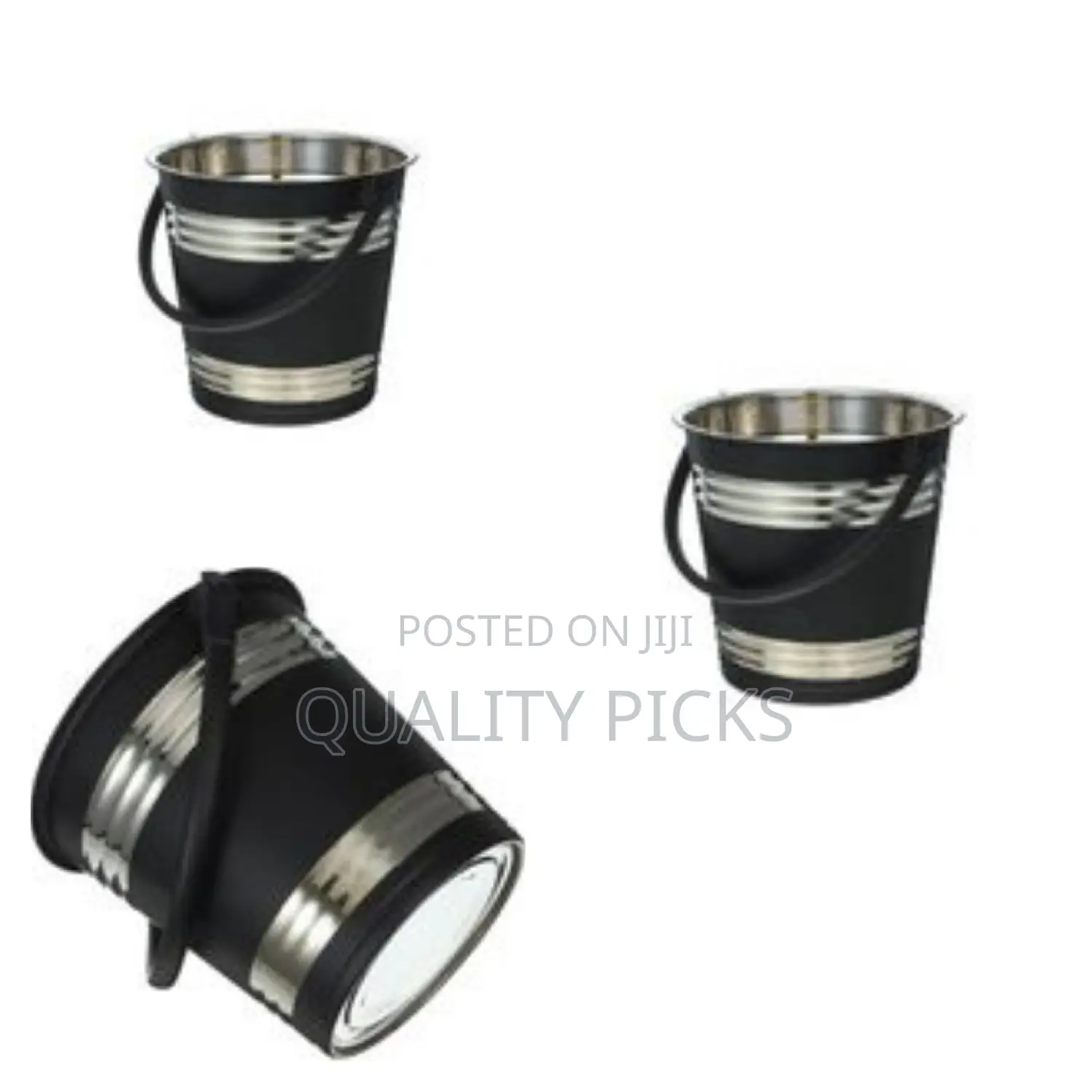 Strong Black Stainless Steel Ice Bucket