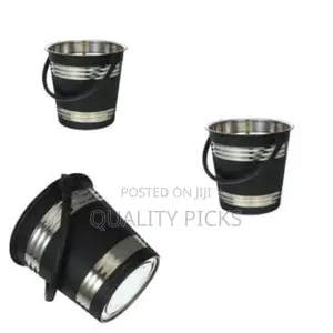 Strong Black Stainless Steel Ice Bucket