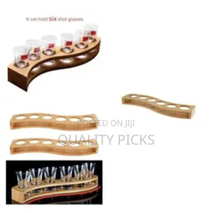 Shot Glass Tray Wooden Bamboo Holder Vintage