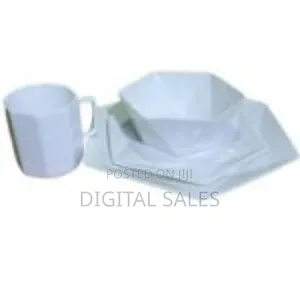 24 Piece Set of Elegant Hexagonal Ceramic Dinnerware