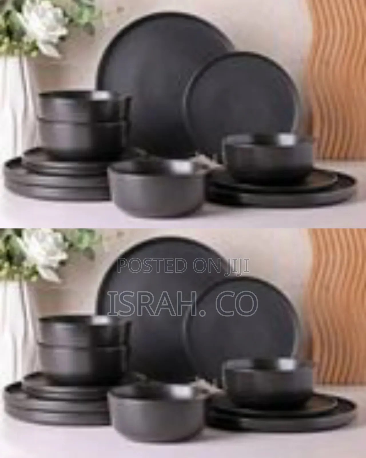 18-Piece Modern Matte Black Dinnerware Set