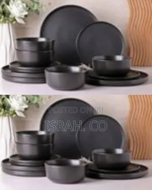 18-Piece Modern Matte Black Dinnerware Set