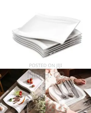 6 Piece Set of Large Square Melamine Plates