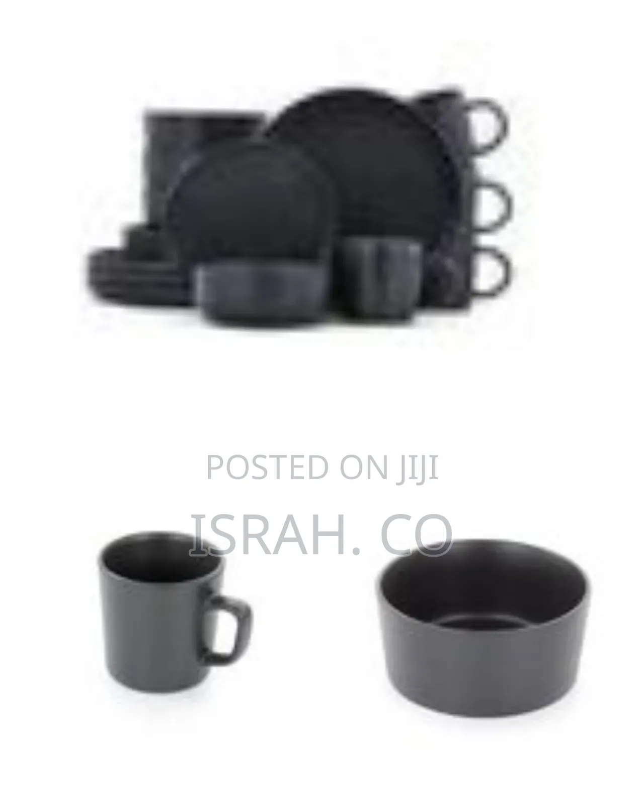 16-Piece Modern Matte Black Dinnerware Set - Multicolo