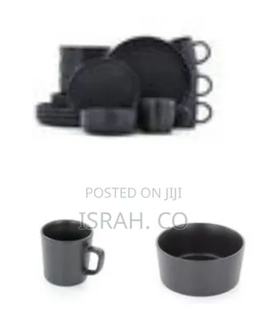 16-Piece Modern Matte Black Dinnerware Set - Multicolo