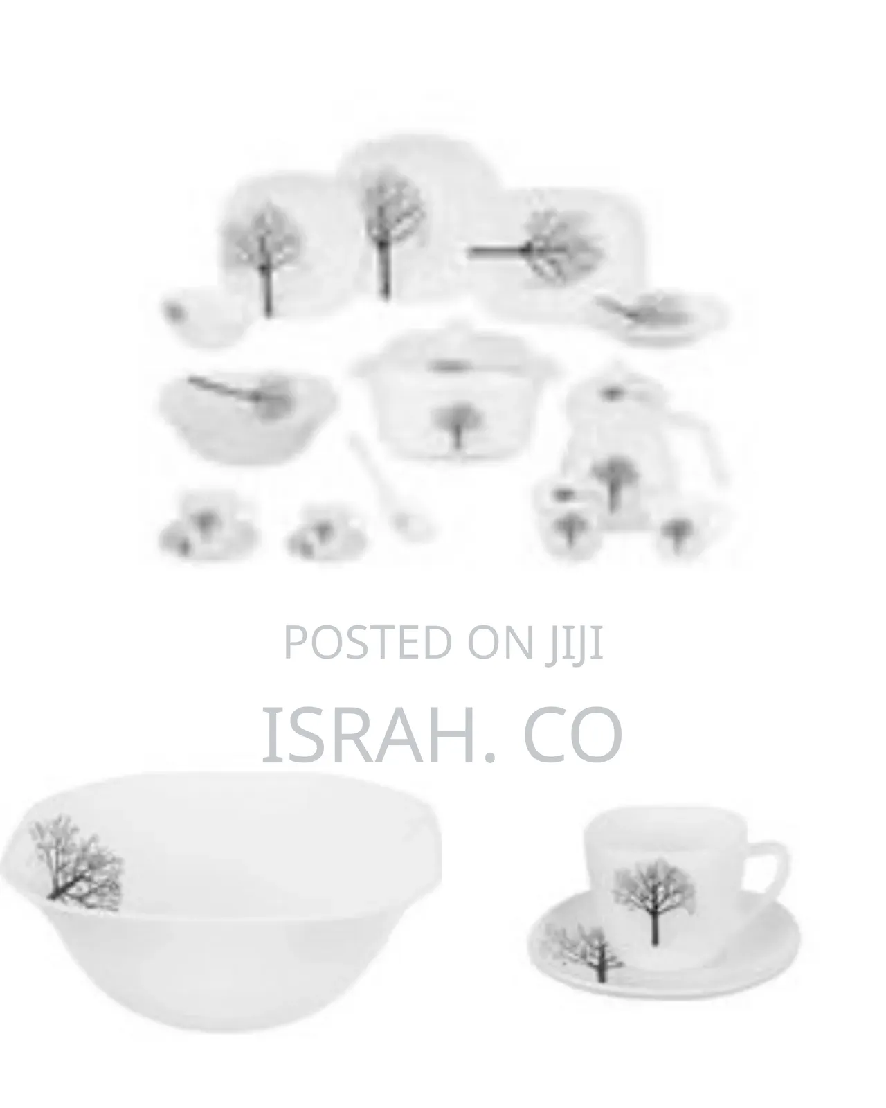 Modern Dinnerware Set With Black Tree Silhouette Design (40-Piece Set)