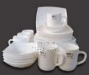30 Piece Set of 6 Ceramic Dinner Plates, 6 Cups, 6 Bowls, 6 Side