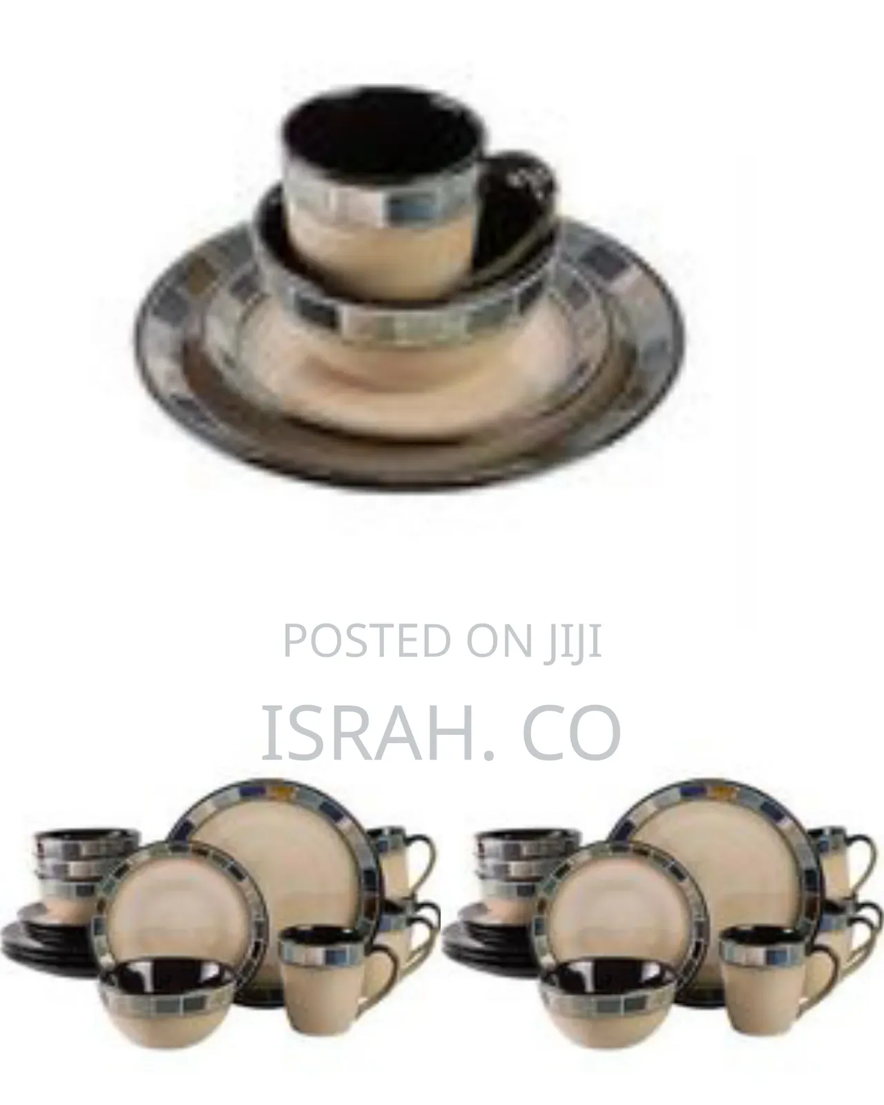 24 Piece Set of Ceramic Dinnerware. Includes 6 Bowls, 6 Saucers