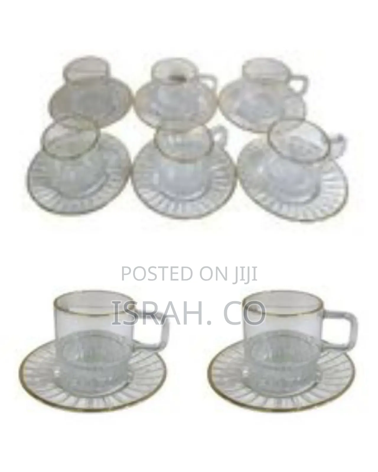 6-Set Elegant Glass Coffee/Tea Cups and Saucers